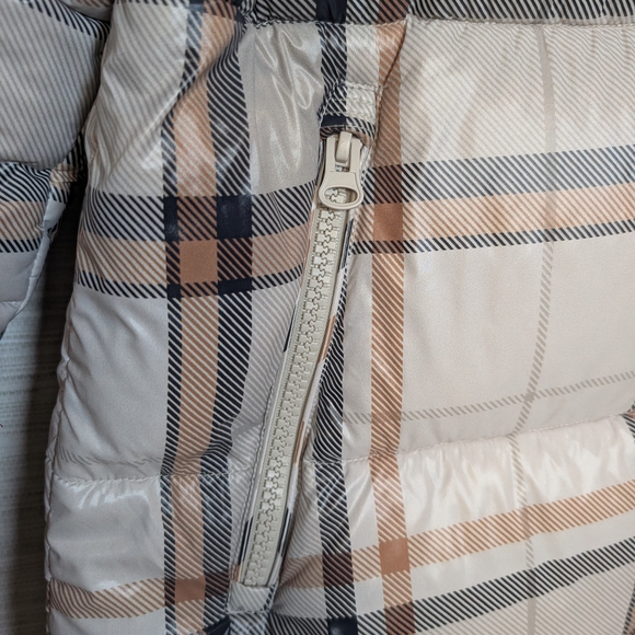 SAVE THE DUCK Brown Gray Black Plaid Puffer Coat Jacket 0 XS Rare - Picture 3 of 13